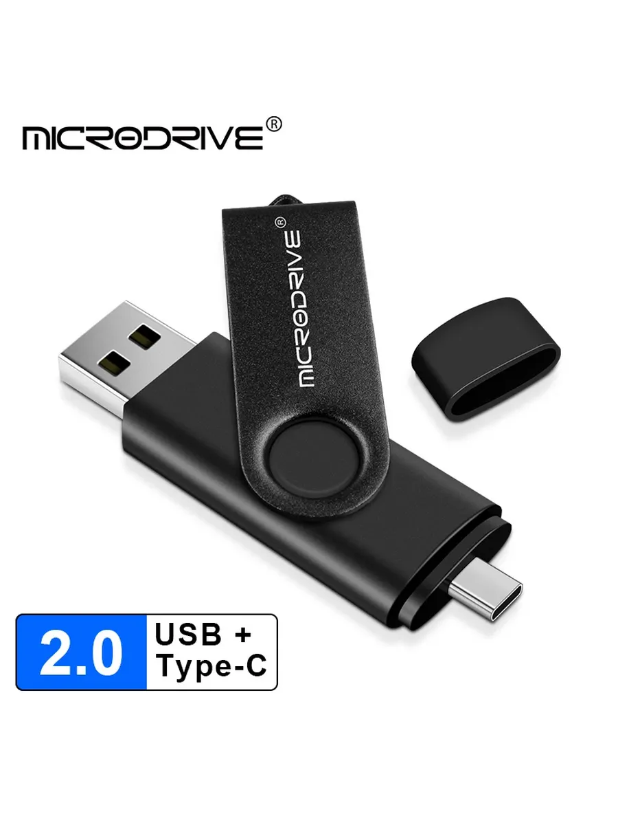 MicroDrive флэшка 16 ГБ USB 2.0 Type-C, черная