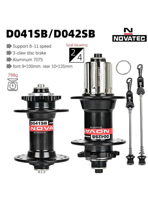 Нет бренда Novatec D041 D042SB ступицы 32H черные красные, черный, фото 2