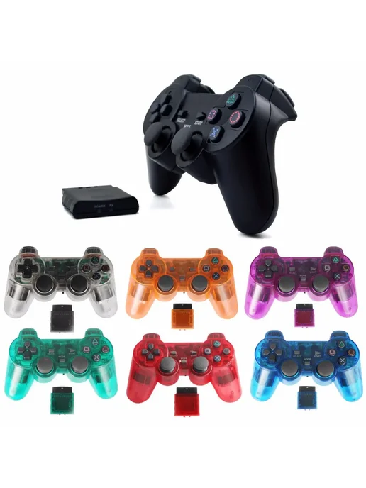 OZKVVM Беспроводной геймпад для PS2 фиолетовый, прозрачный, фиолетовый, фото 2