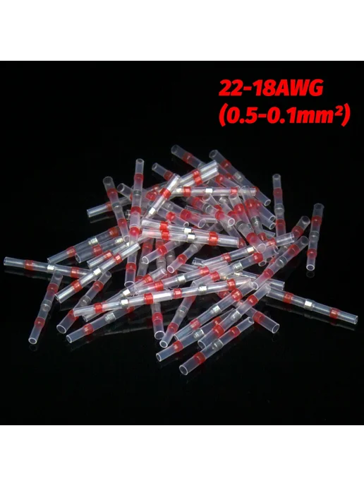 Нет бренда Теплоусадочные соединители 22-18AWG (0.5-0.1mm²) красные, 20, красный