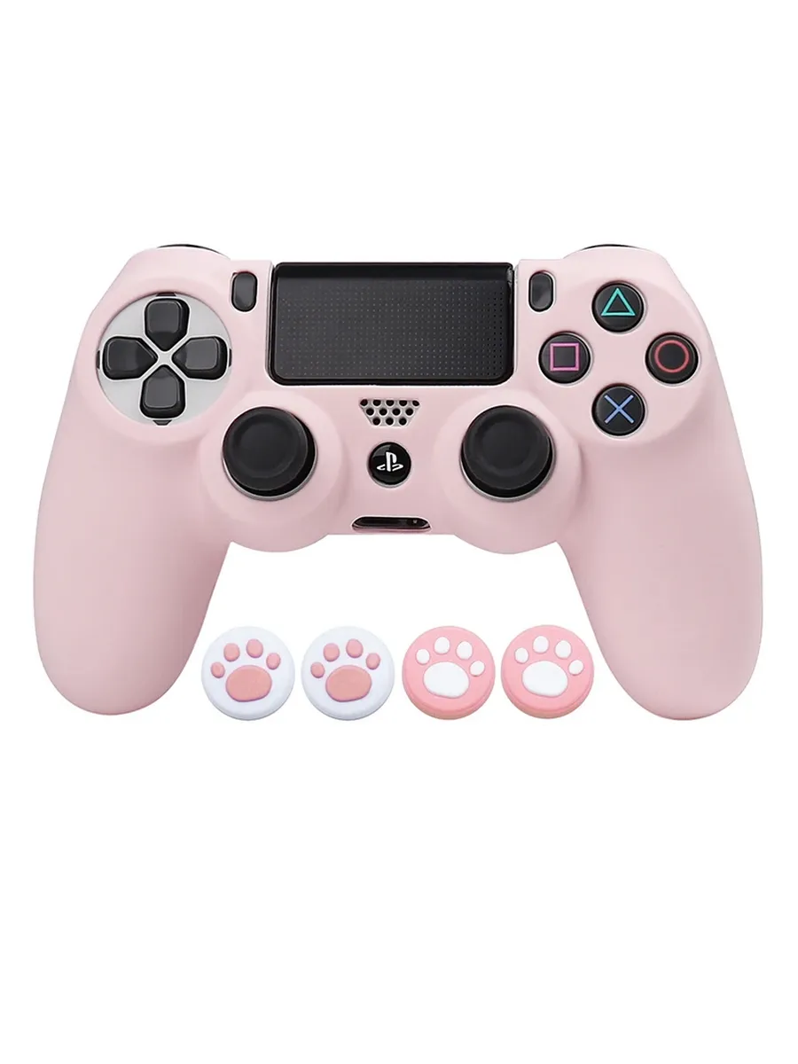 Розовый контроллер PS4 с силиконовым чехлом