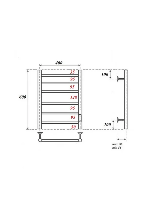Grantop Полотенцесушитель электрический в ванную золотой GPT016040GL, золотой, фото 8