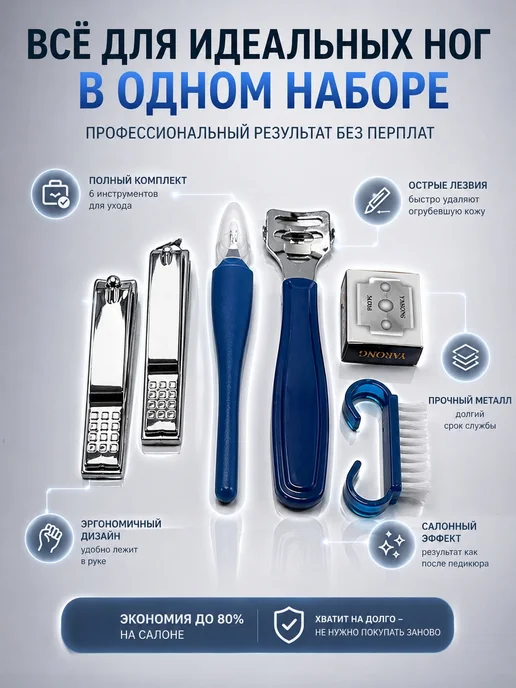атося05 Набор для педикюра и ухода за ногами, синий, фото 3