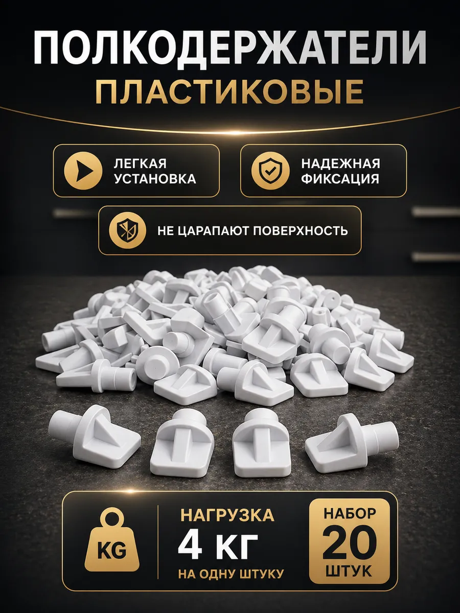Полкодержатель для полки пластиковый белый 20 шт