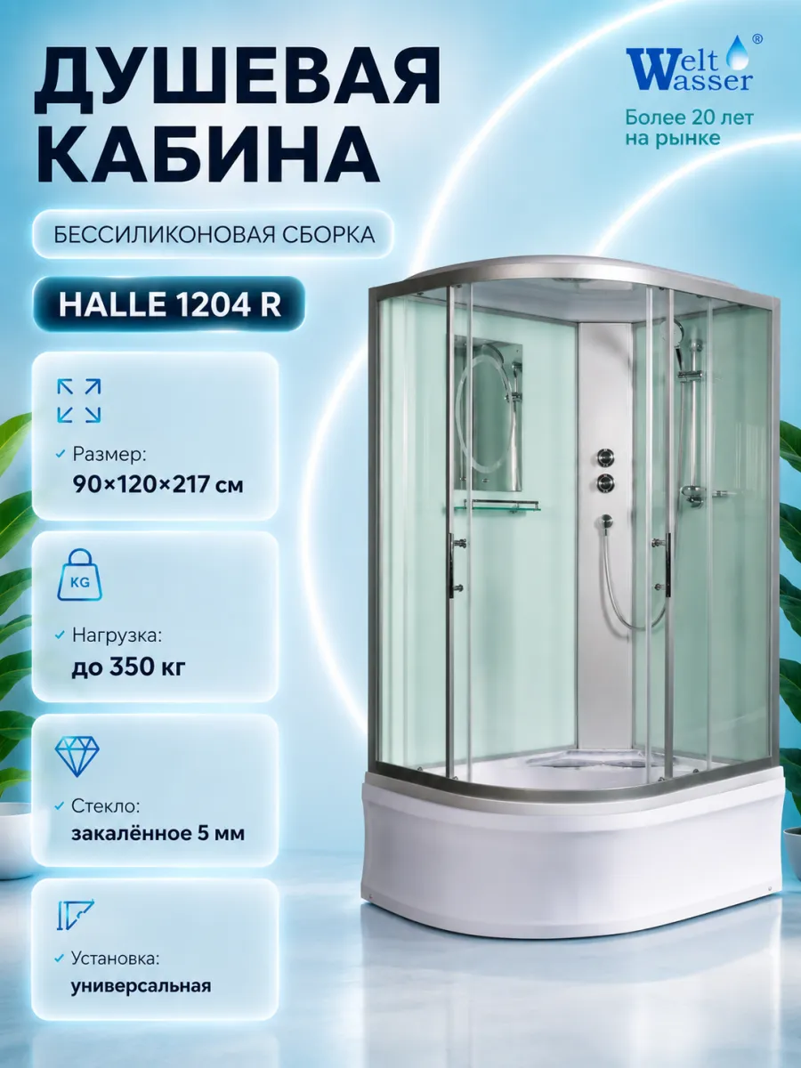 Душевая кабина HALLE 1204 R с крышей