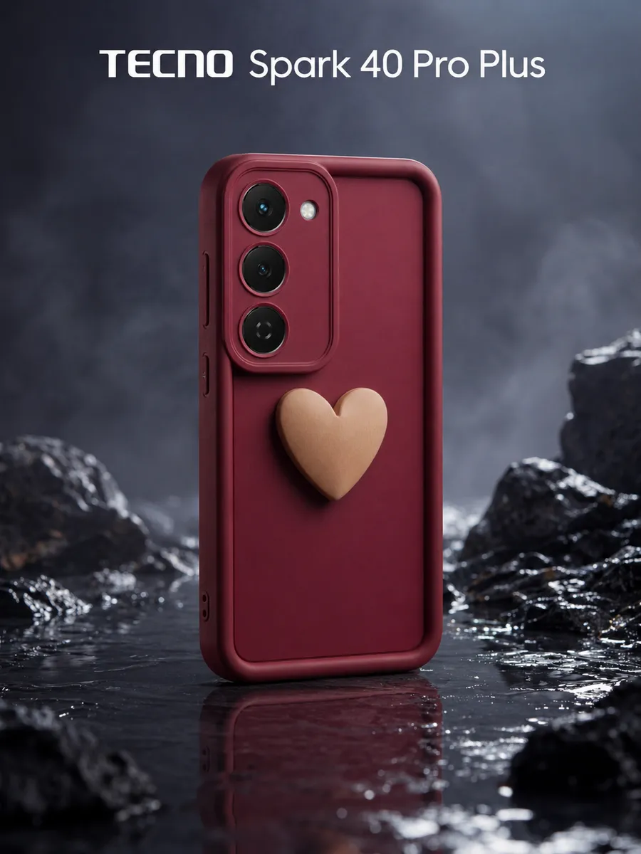 Чехол на Tecno Spark 40 Pro Plus с объёмным сердцем