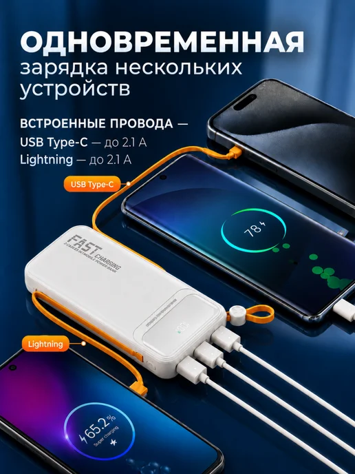 ZOMN Power bank 30000 мАч быстрая зарядка, 30000 мАч, фото 2
