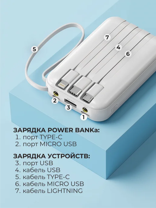 Power bank 20000 22.5W быстрая зарядка с фонариком, 22,5 Вт, фото 4