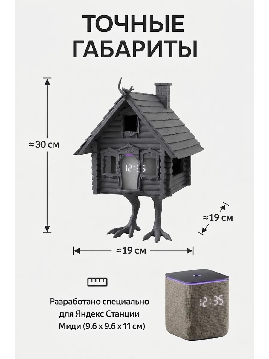 Подставка для Яндекс Станции Миди Алиса Избушка, серый... фото 2